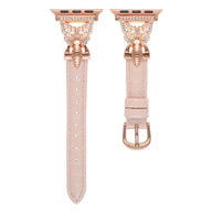 Bracelet Apple Watch, pour femme, cuir et acier inoxydable, papillon moderne, modèle Djibi - La Boutique du Bracelet