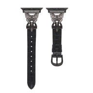 Bracelet Apple Watch, pour femme, cuir et acier inoxydable, papillon moderne, modèle Djibi - La Boutique du Bracelet