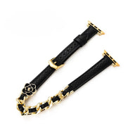 Bracelet Apple Watch, pour femme, double tour en cuir, rose fleuri, modèle Queenie - La Boutique du Bracelet