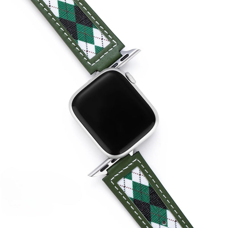 Bracelet Apple Watch, pour femme, en cuir, toile losange, modèle Marni - La Boutique du Bracelet