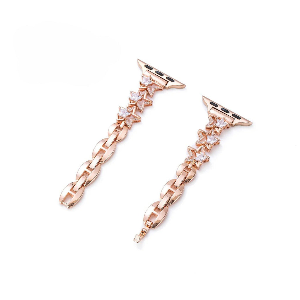 Bracelet Apple Watch, pour femme, en métal, étoiles scintillantes, modèle Kira - La Boutique du Bracelet