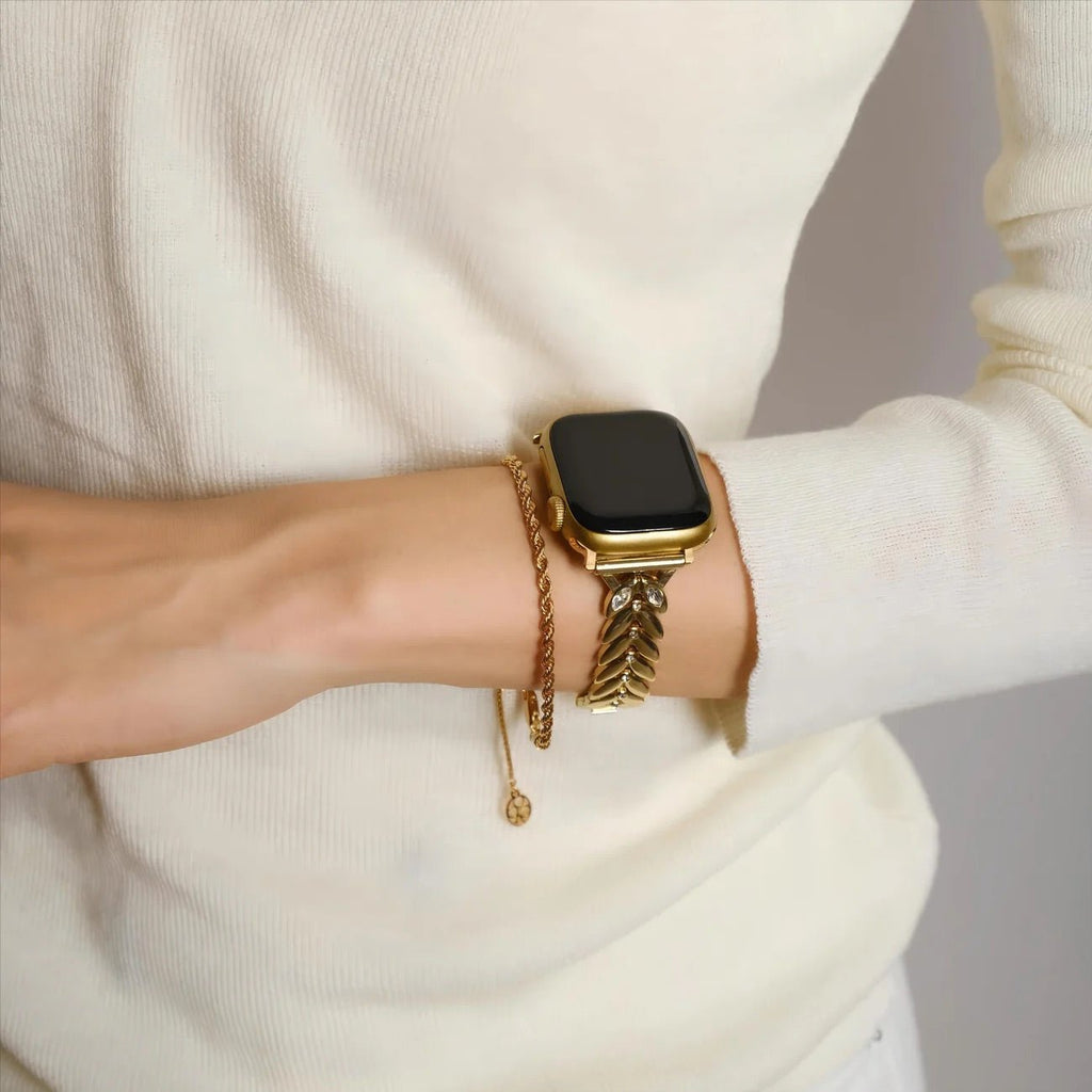 Bracelet Apple Watch, pour femme, feuilles imbriquées, chic, modèle Lokla - La Boutique du Bracelet
