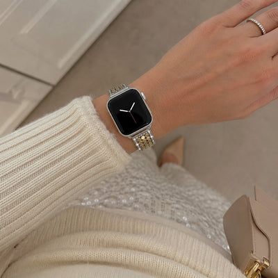 Apple Watch Bracelet for Women, Hexagonal Mesh in Metal Alloy, Shiny Details, Adjustable Clasp, Simia Model