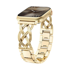 Apple Watch-armbånd til kvinder, flettet rem i metallegering, justerbar med kliklås, elegant finish, kompatibel med alle serier, model Kobane