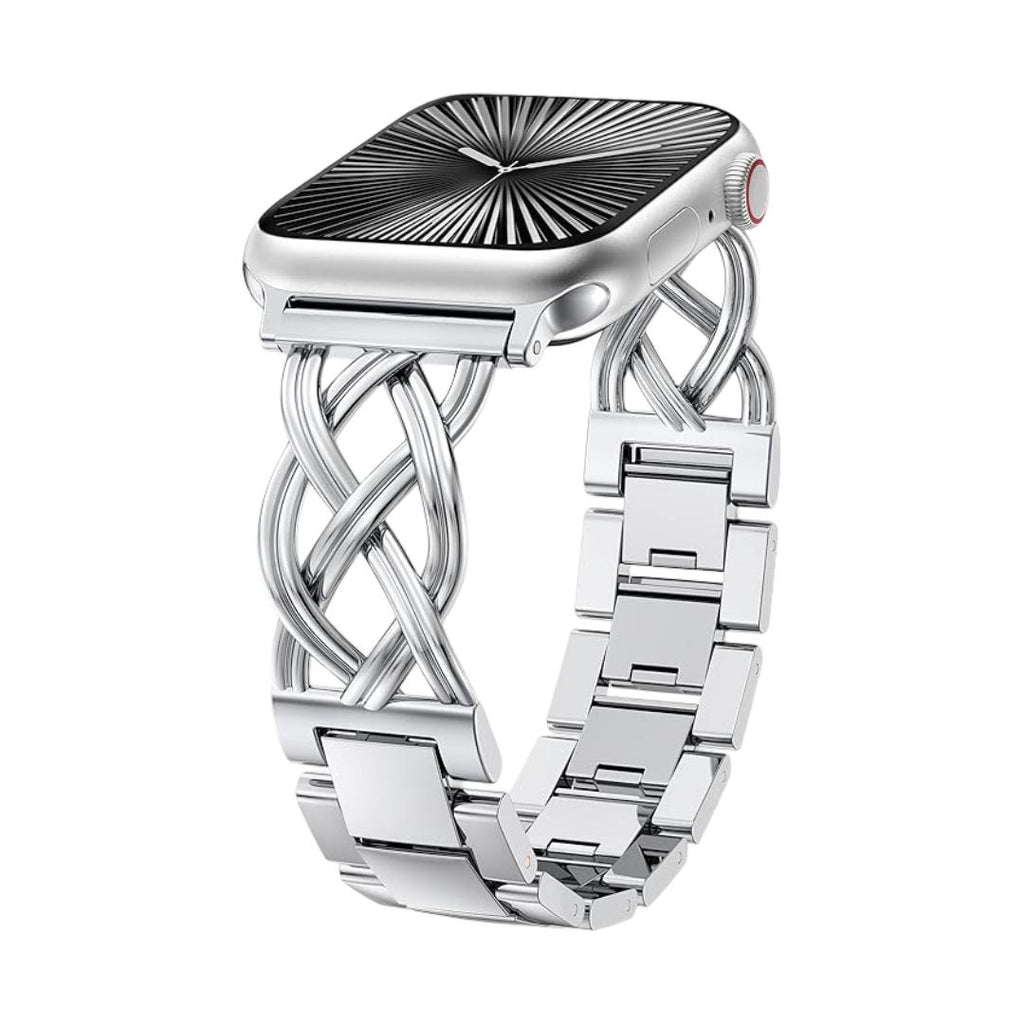 Apple Watch-armbånd til kvinder, flettet rem i metallegering, justerbar med kliklås, elegant finish, kompatibel med alle serier, model Kobane