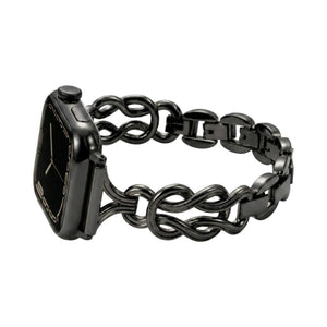 Bracciale Apple Watch da donna, maglie in metallo regolabili, cinturino con nodi infiniti, accessorio da polso elegante, modello Saline