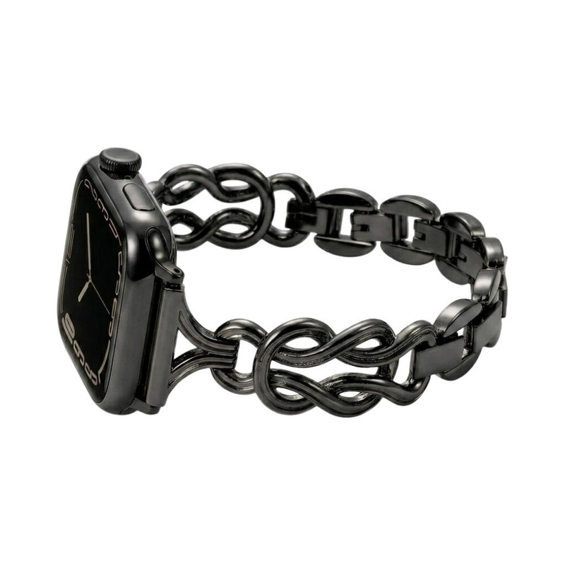 Bracciale Apple Watch da donna, maglie in metallo regolabili, cinturino con nodi infiniti, accessorio da polso elegante, modello Saline