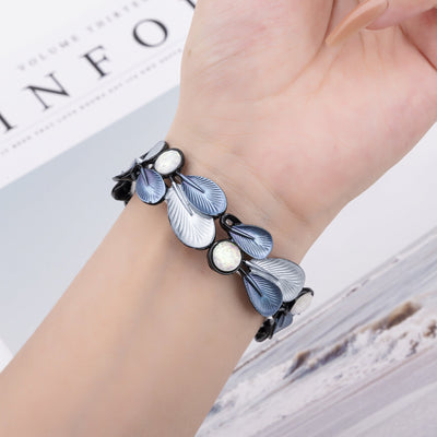 Bracelet Apple Watch, pour femme, plumes harmonieuses, modèle Paonie - La Boutique du Bracelet
