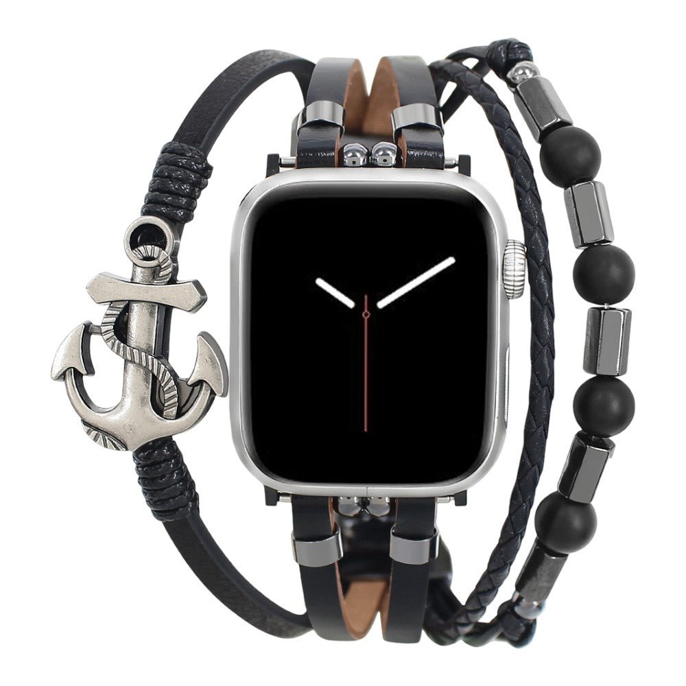 Bracciale per Apple Watch da uomo, stile marinaro con ancora, cinturini in similpelle vegan, regolabile, modello Escafin