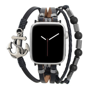 Bracelet Apple Watch pour homme, style marin avec ancre, lanières en simili vegan, ajustable, modèle Escafin