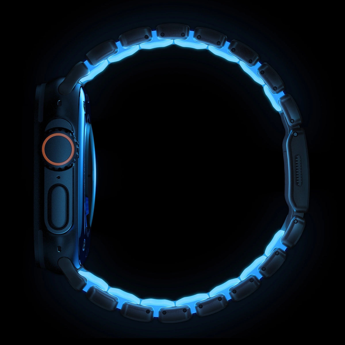 Bracciale Apple Watch Premium in acciaio inossidabile di Grado 4 e FKM, per Apple Watch Ultra, design flessibile e resistente, bracciale prestigioso, modello Asgard