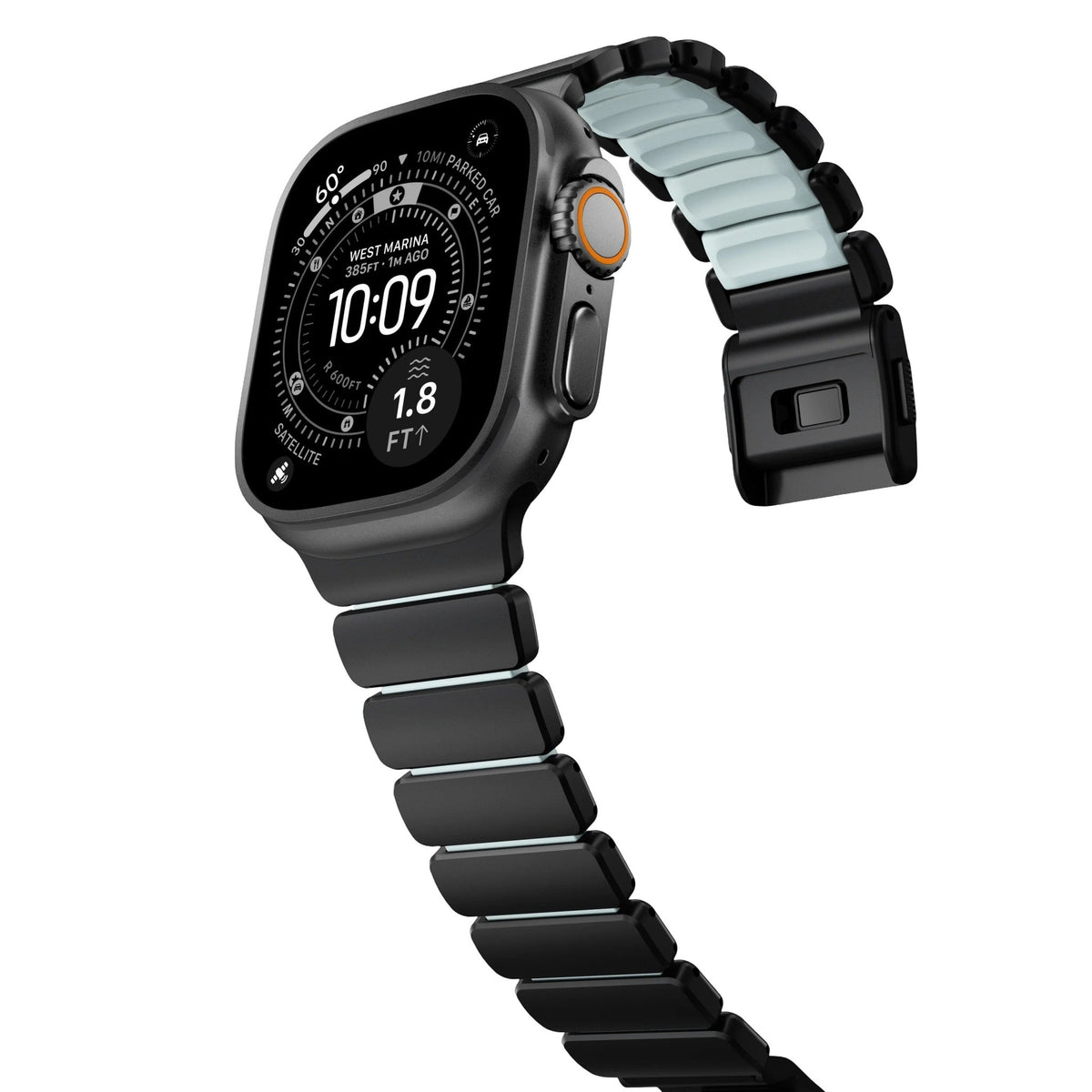 Bracciale Apple Watch Premium in acciaio inossidabile di Grado 4 e FKM, per Apple Watch Ultra, design flessibile e resistente, bracciale prestigioso, modello Asgard