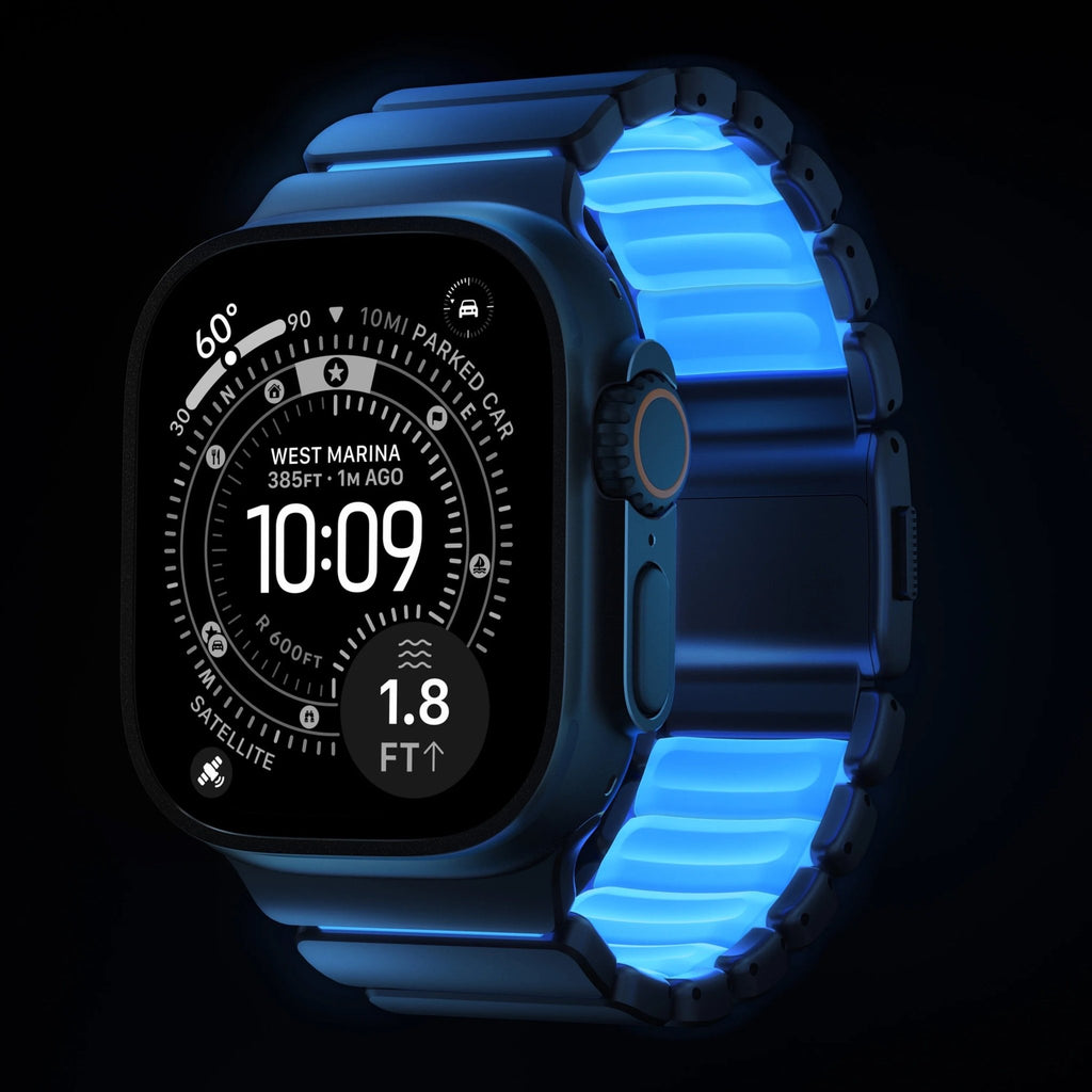 Premium-Armband für Apple Watch aus Titan Grade 4 und FKM, für Apple Watch Ultra, flexibles und widerstandsfähiges Design, prestigeträchtiges Armband, Modell Asgard