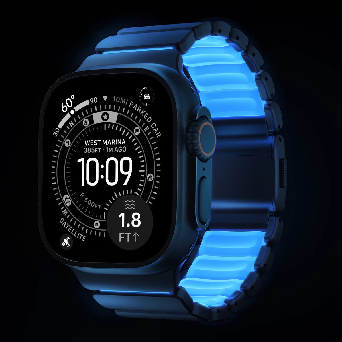 Bracciale Apple Watch Premium in acciaio inossidabile di Grado 4 e FKM, per Apple Watch Ultra, design flessibile e resistente, bracciale prestigioso, modello Asgard