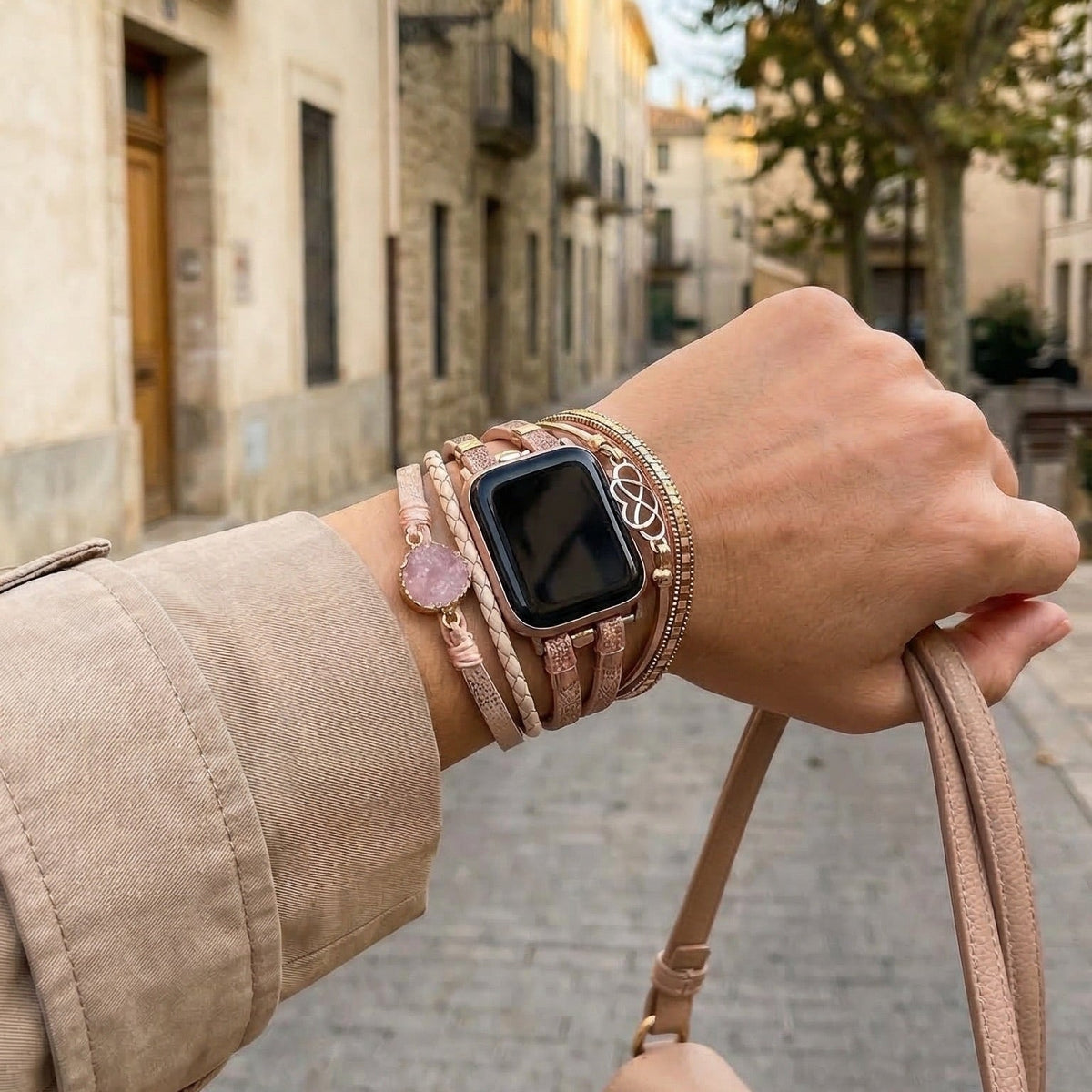 Apple Watch Multi-Strand Bracelet, Infinity Heart Charm and Stone, for Women, Felicidad Model