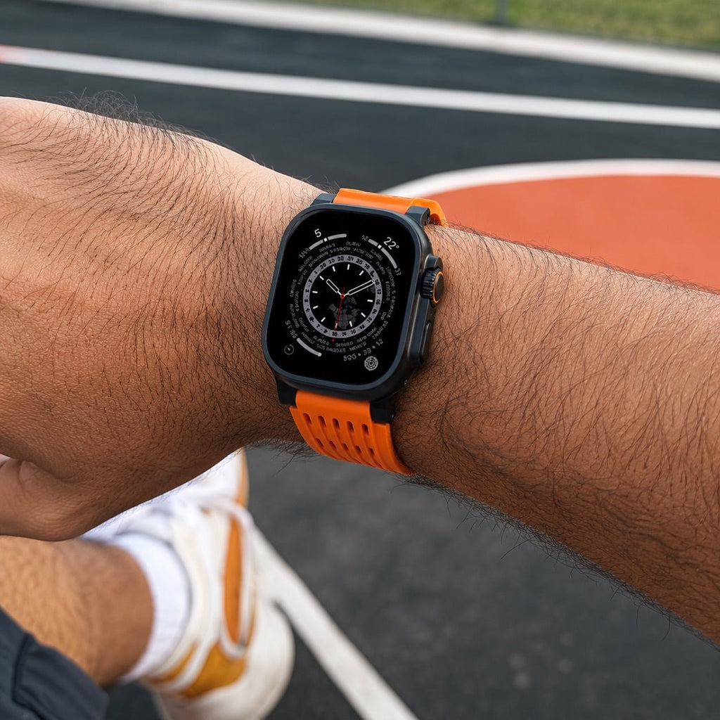 Apple Watch sportsarmbånd i åndbart silikone, spænde i rustfrit stål, tilbehør til smartwatch, ergonomisk design, model Arda