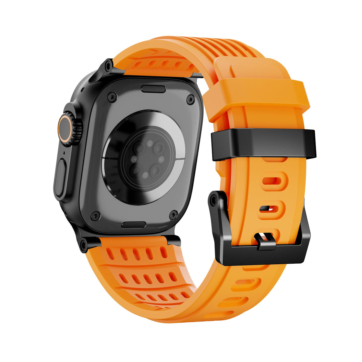 Arda Model Apple Watch Sport Bracelet in Breathable Grooved Silicone, Steel Buckle