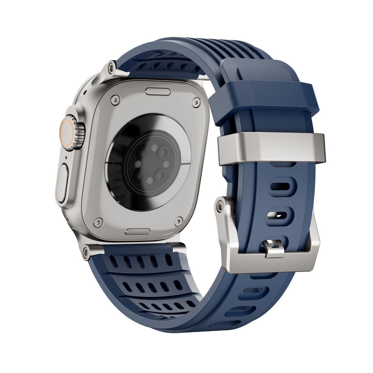 Arda Model Apple Watch Sport Bracelet in Breathable Grooved Silicone, Steel Buckle
