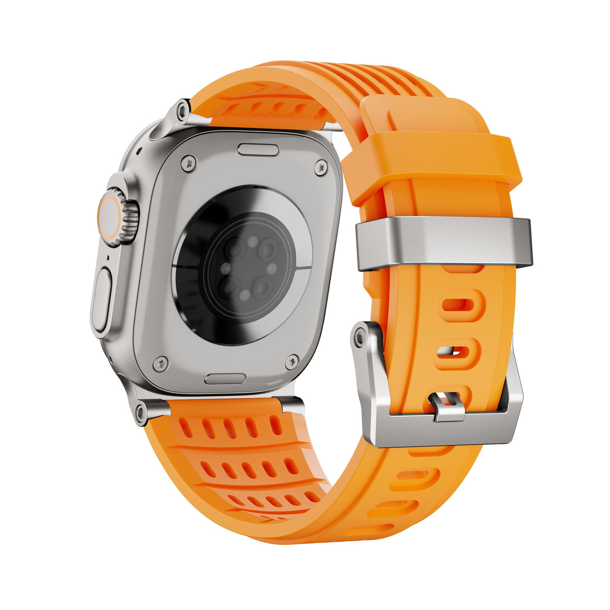 Arda Model Apple Watch Sport Bracelet in Breathable Grooved Silicone, Steel Buckle