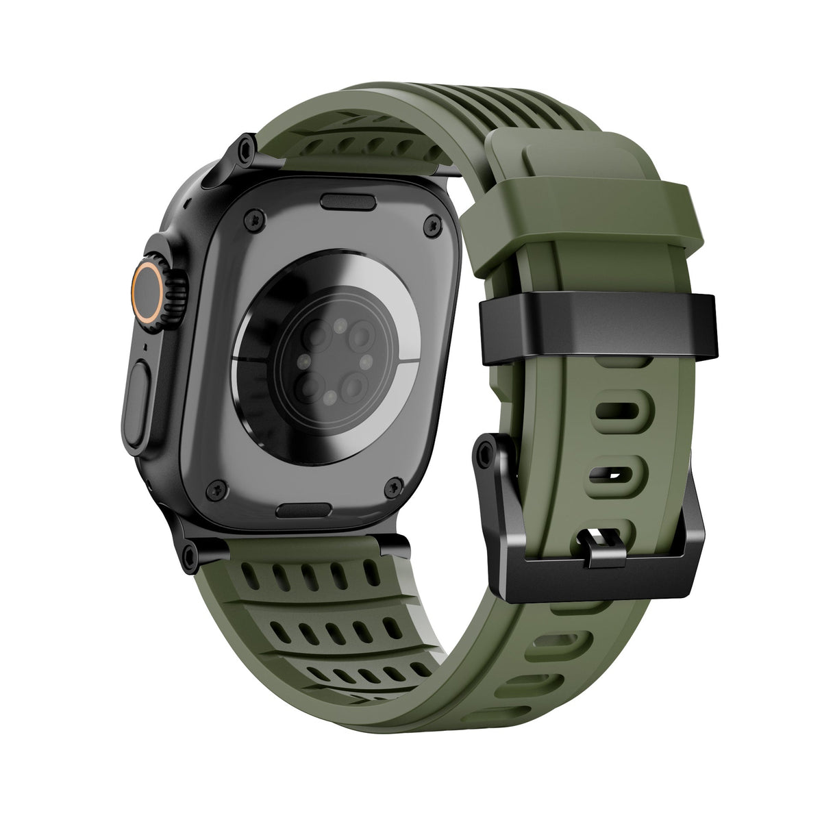 Arda Model Apple Watch Sport Bracelet in Breathable Grooved Silicone, Steel Buckle
