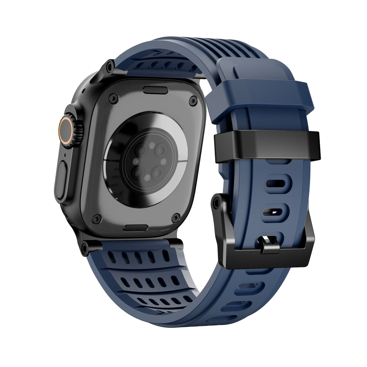 Arda Model Apple Watch Sport Bracelet in Breathable Grooved Silicone, Steel Buckle