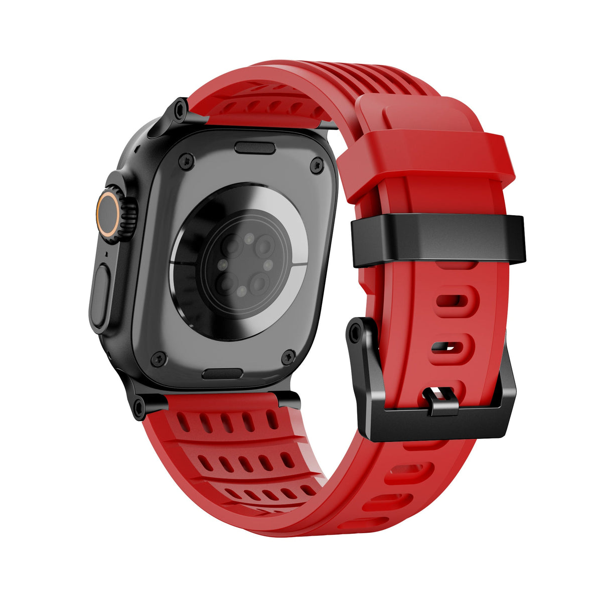 Arda Model Apple Watch Sport Bracelet in Breathable Grooved Silicone, Steel Buckle