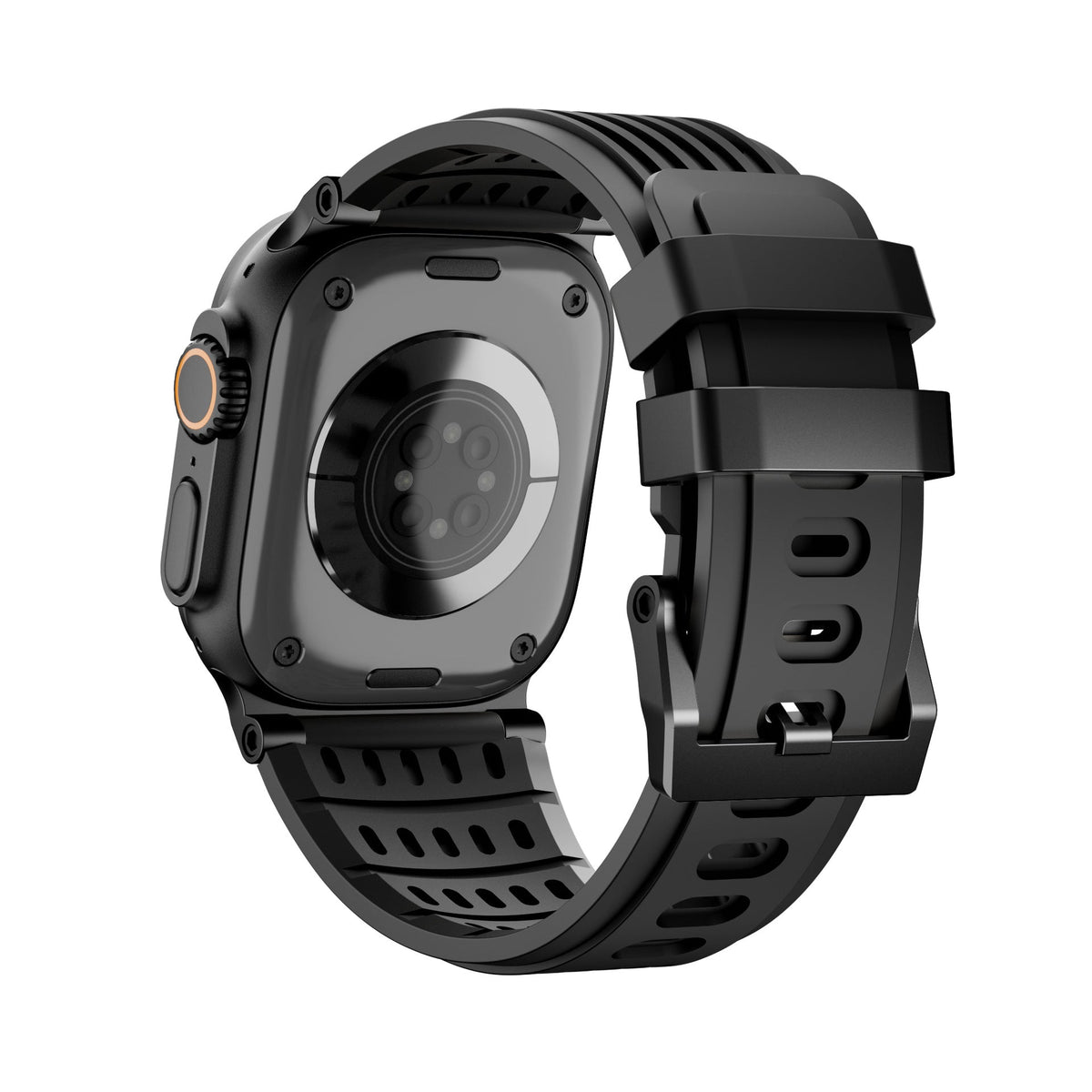 Arda Model Apple Watch Sport Bracelet in Breathable Grooved Silicone, Steel Buckle