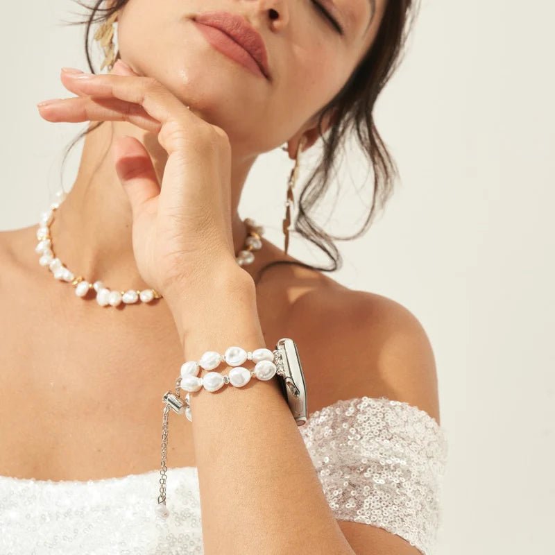 Bracelet Apple Watch, style baroque, perles scintillantes, modèle Valine - La Boutique du Bracelet