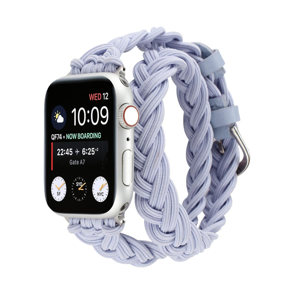 Pletený náramek Apple Watch, dvojitý omot z veganské kůže, trnová spona pro ženy, elegantní a pohodlný doplněk, model Abzine