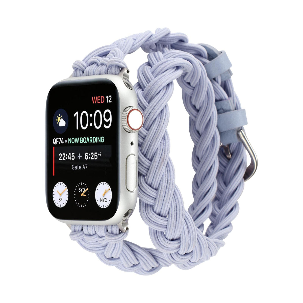 Βραχιόλι Apple Watch διπλής περιέλιξης με ελαστική πλεξούδα, κούμπωμα αγκράφα, μοντέλο Abzine