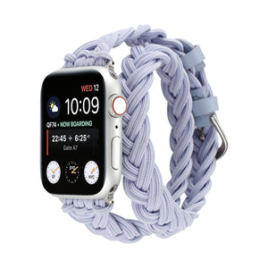 Pletený náramek Apple Watch, dvojitý omot z veganské kůže, trnová spona pro ženy, elegantní a pohodlný doplněk, model Abzine
