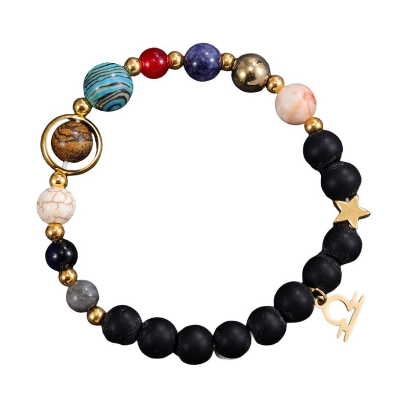 Bracelet astro en pierres naturelles, signe du zodiaque, alignement des planètes, bijou spirituel, cadeau symbolique, modèle Sparta image