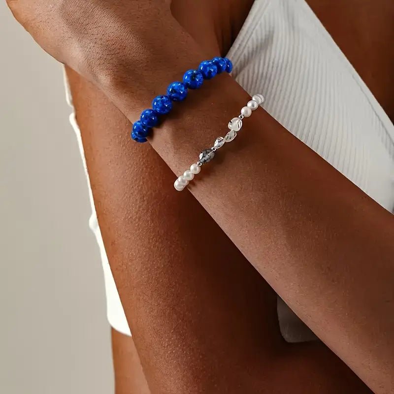 Bracelet attirant chance, amour et richesse, en lapis lazuli, bleu profond, modèle Ipone - La Boutique du Bracelet