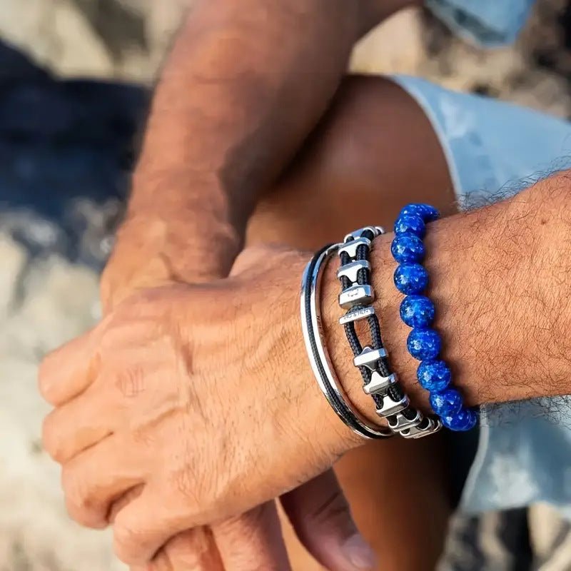 Bracelet attirant chance, amour et richesse, en lapis lazuli, bleu profond, modèle Ipone - La Boutique du Bracelet