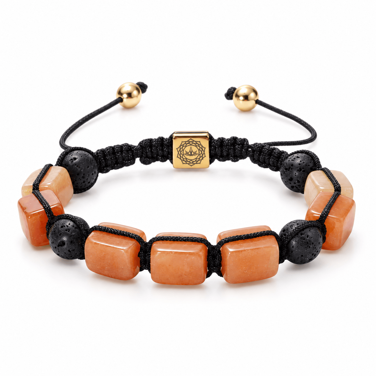 Packshot studio bracelet Solva Cornaline, vue de face sur fond blanc.