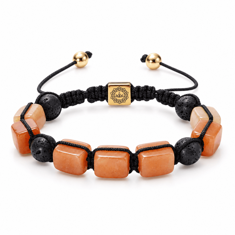Packshot studio bracelet Solva Cornaline, vue de face sur fond blanc.