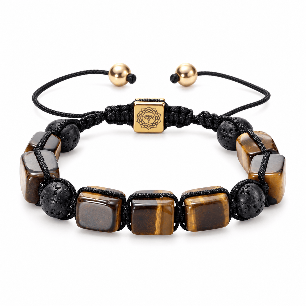 Packshot studio bracelet Solva Oeil de tigre, vue de face sur fond blanc.