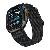 Bracelet boucle tactique Fidlock noir en nylon tissé pour Apple Watch, ajustable et robuste.