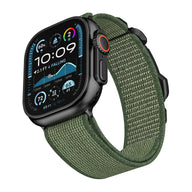 Bracelet boucle tactique Fidlock vert kaki en nylon résistant, ajustable pour Apple Watch.