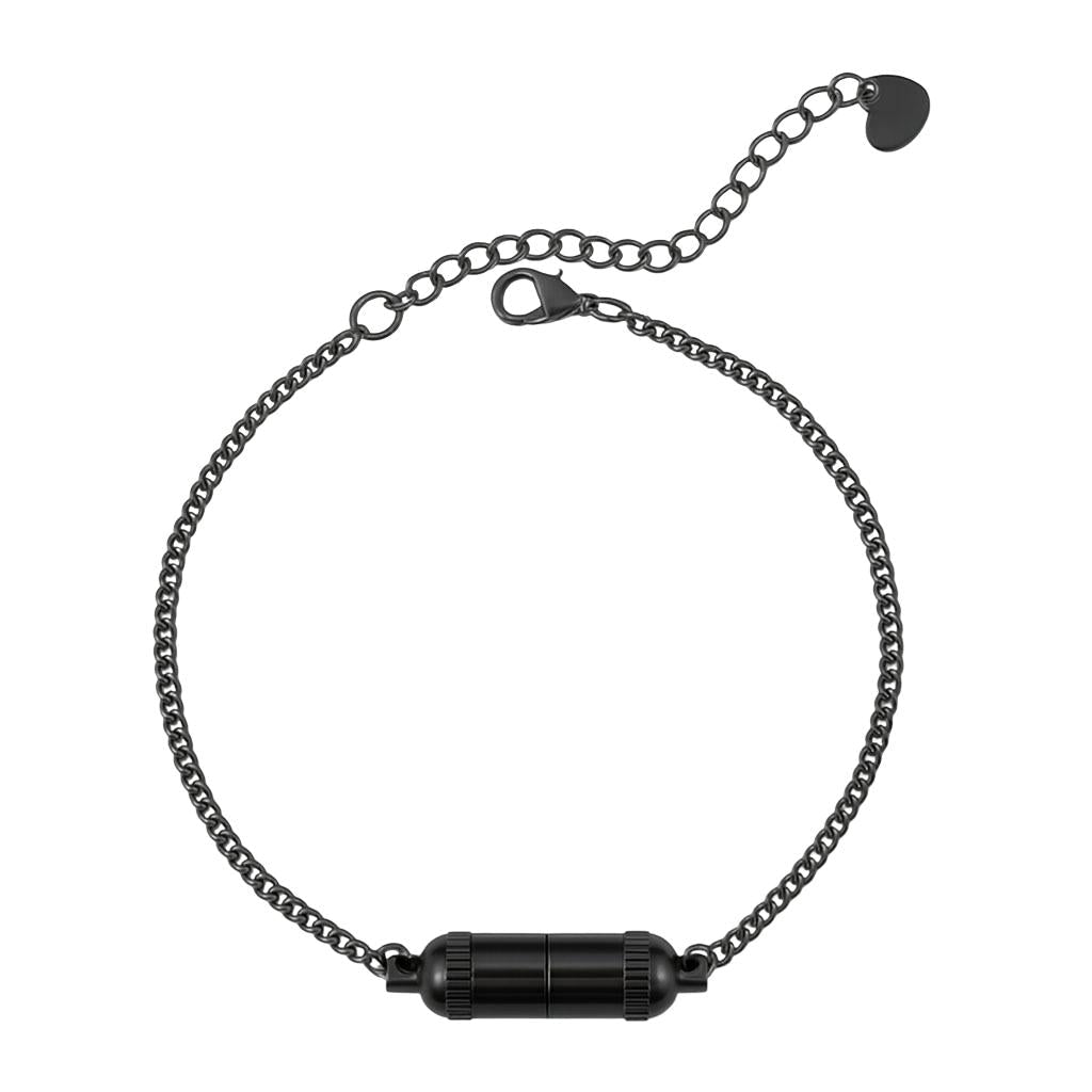 Bracciale capsula porta-messaggio in acciaio inox, catena groumette regolabile, modello Emotia