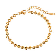 Bracelet chaîne à cœurs plats, doré, en acier inoxydable, pour femme, modèle Vionna - La Boutique du Bracelet