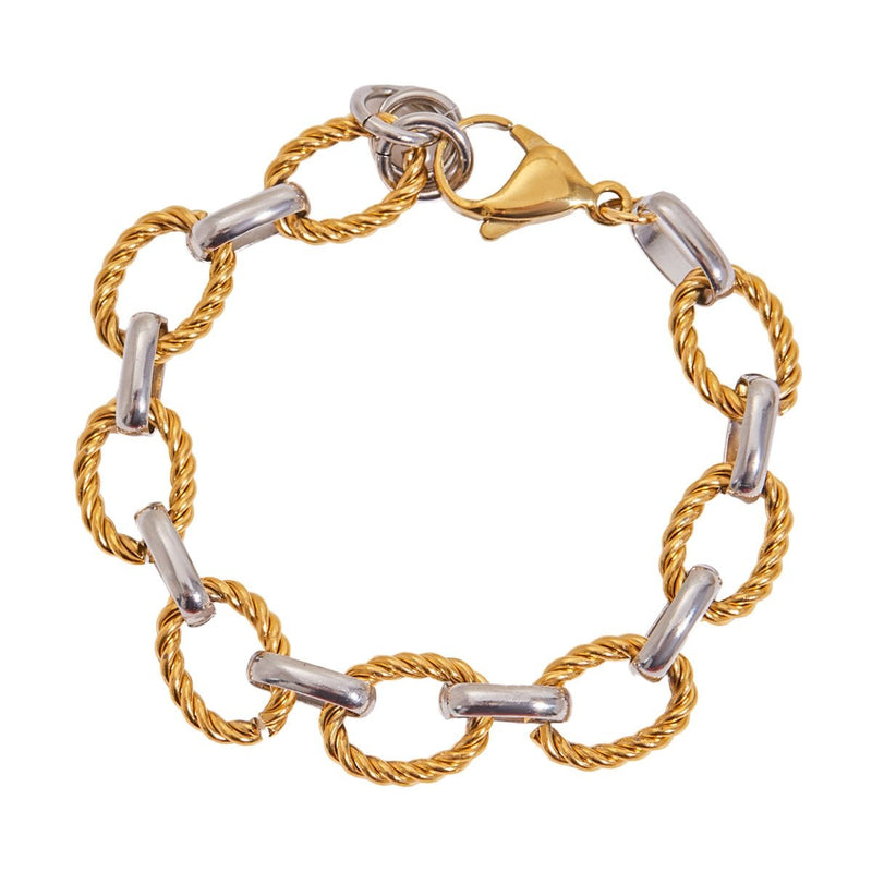 Bracelet chaîne à maillons ovales, doré, en acier inoxydable, pour femme, modèle Calira - La Boutique du Bracelet