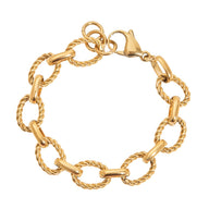 Bracelet chaîne à maillons ovales, doré, en acier inoxydable, pour femme, modèle Calira - La Boutique du Bracelet