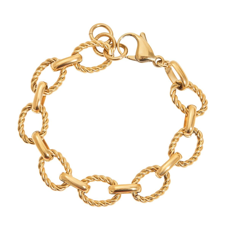Bracelet chaîne à maillons ovales, doré, en acier inoxydable, pour femme, modèle Calira - La Boutique du Bracelet