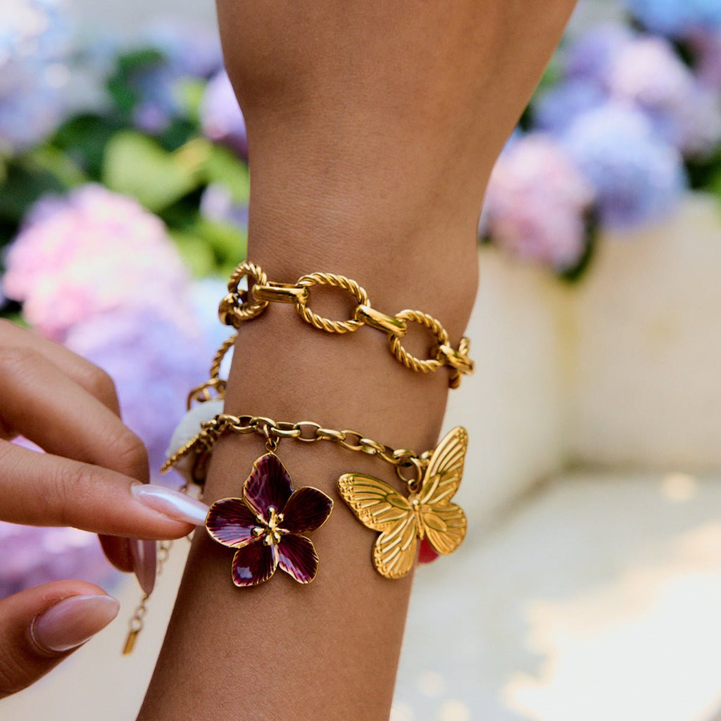 Bracelet chaîne à maillons ovales, doré, en acier inoxydable, pour femme, modèle Calira - La Boutique du Bracelet