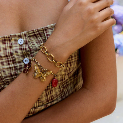 Bracelet chaîne à maillons ovales, doré, en acier inoxydable, pour femme, modèle Calira - La Boutique du Bracelet