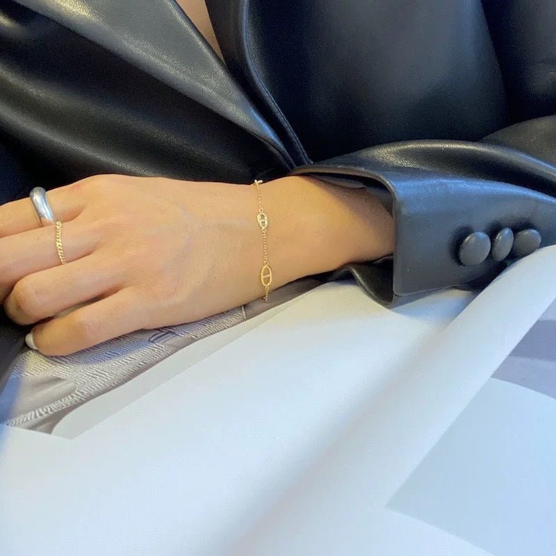 Bracelet chaîne, double D, maille marine, chic et élégant, pour femme, modèle Dayada - La Boutique du Bracelet