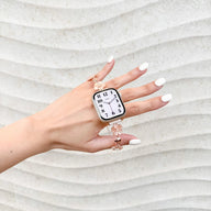 Bracelet chaîne métallique rose doré à motifs fleur de cerisier, élégant, pour Apple Watch.