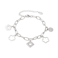 Bracelet chaîne, pendentifs fleurs, doré, en acier inoxydable, pour femme, modèle Elinia - La Boutique du Bracelet