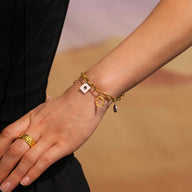 Bracelet chaîne, pendentifs fleurs, doré, en acier inoxydable, pour femme, modèle Elinia - La Boutique du Bracelet